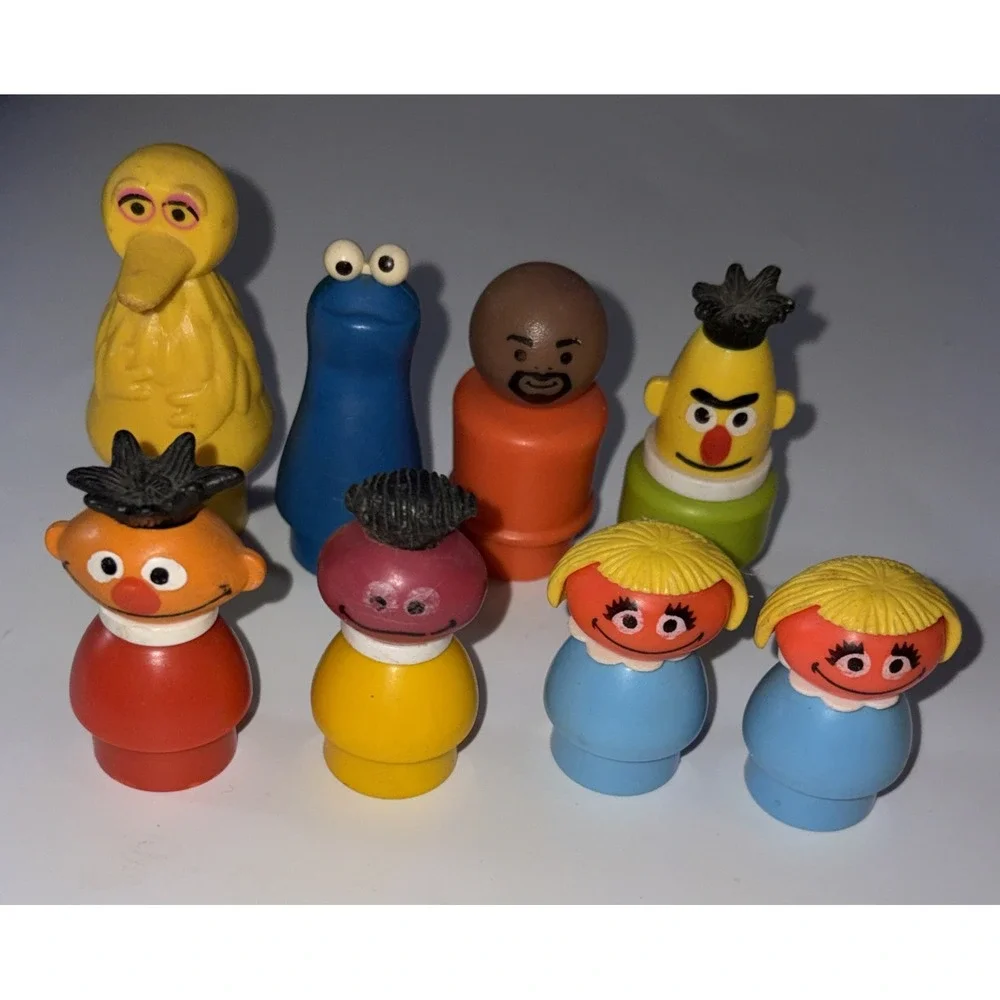 Vtg Fisher Price 8-Little People Sesame Street Ernie Big Bird Bert Gordon Cookie